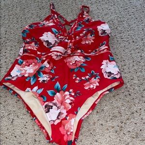 Kona Sol red one-piece bathing suit